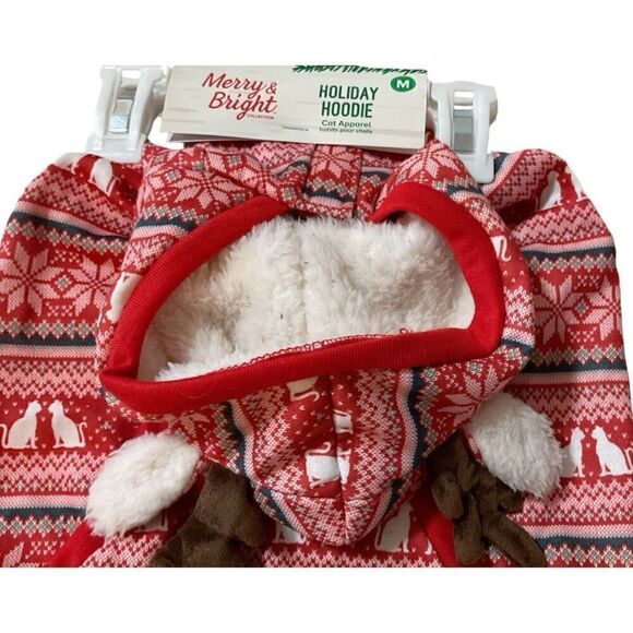 Doggie Holiday Hoodie with Reindeer Antlers NWT  M - Picture 2 of 3